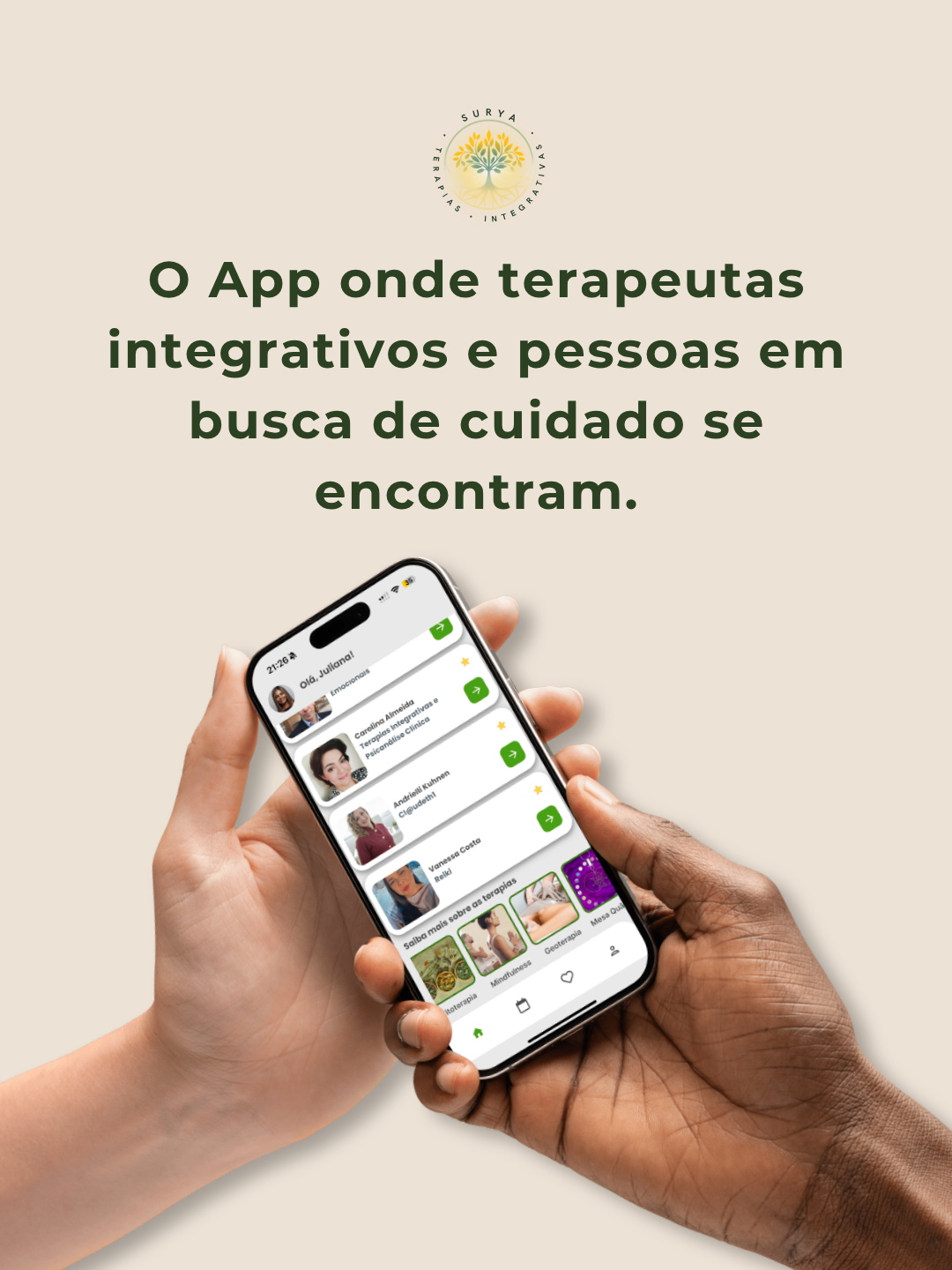App onde terapeutas e pessoas se encontram